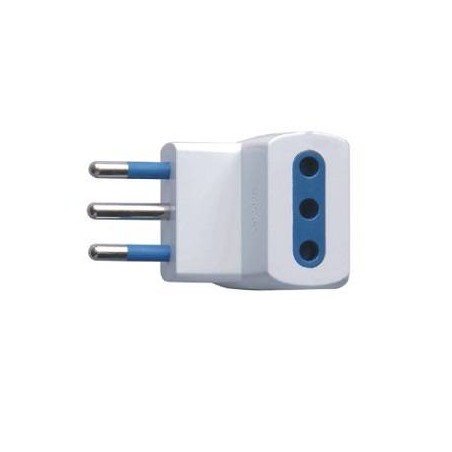 ADATTATORE SPINA 10A 2P+T 3 PRESE 10A 2P+T IMQ BIANCO SFUSO