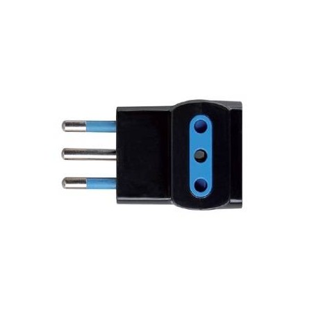 ADATTATORE SPINA 10A 2P+T 3 PRESE 10A 2P+T IMQ NERO SFUSO