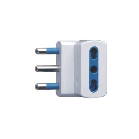 ADATTATORE SPINA 16A 2P+T 3 PRESE BIPASSO 10/16A IMQ BIANCO SFUSO