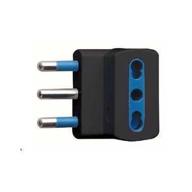 ADATTATORE SPINA 16A 2P+T 3 PRESE BIPASSO 10/16A IMQ NERO SFUSO