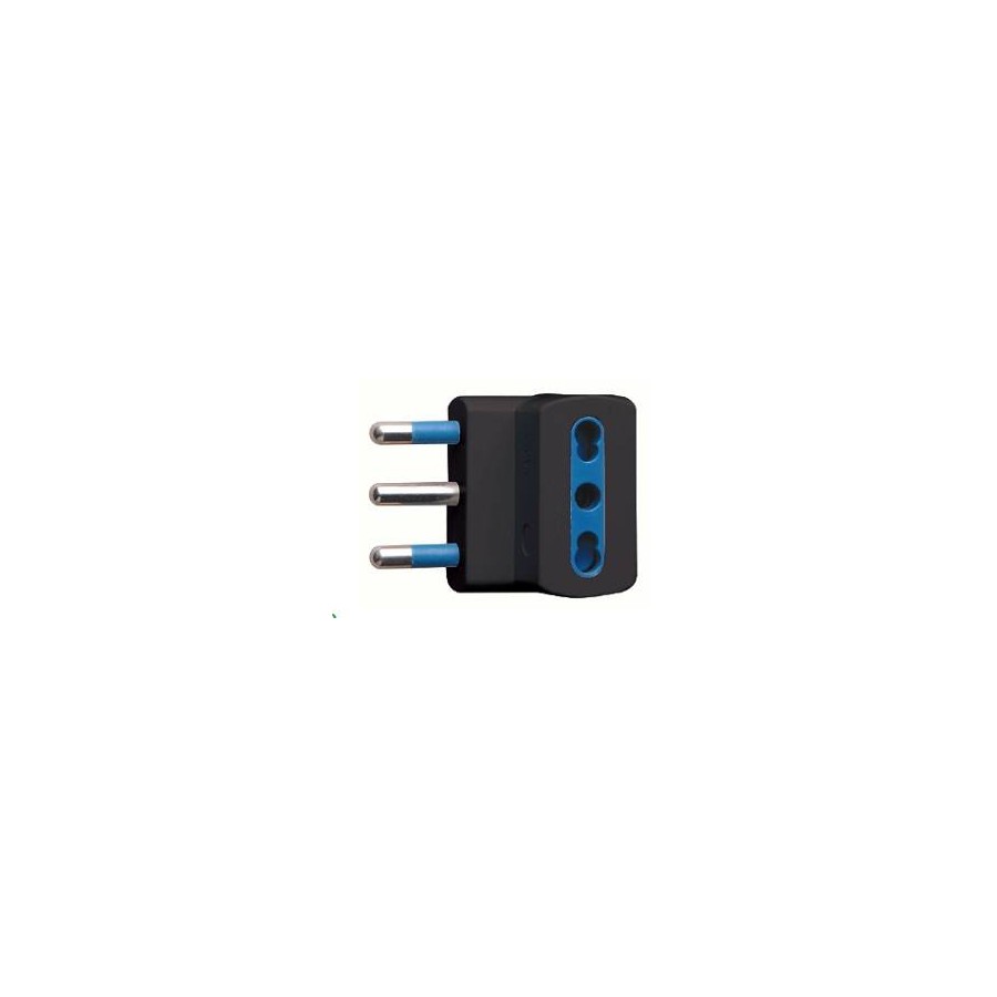 ADATTATORE SPINA 16A 2P+T 3 PRESE BIPASSO 10/16A IMQ NERO SFUSO ADATTATORE SPINA 16A 2P+T 3 PRESE BIPASSO 10/16A IMQ NERO SFUSO
