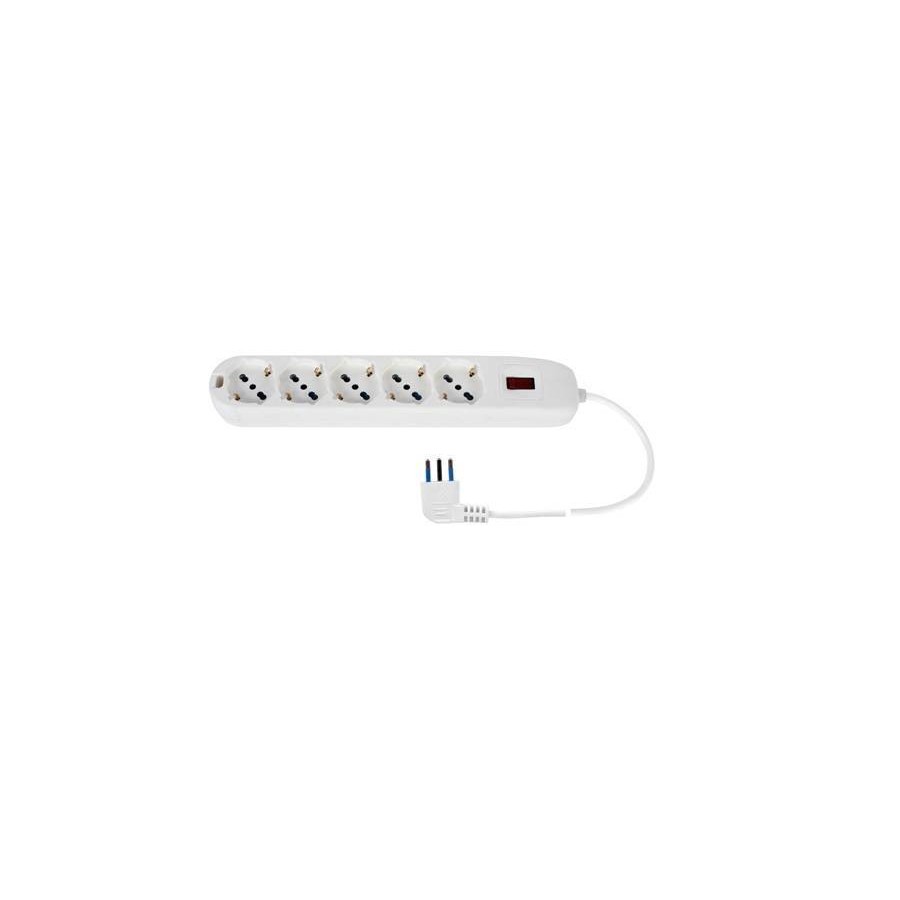 MULTIPRESA 5 USCITE UNIV PROT SOVRAC SPINA 10A CAVO 1.5M 2500W BIANCA MULTIPRESA 5 USCITE UNIV PROT SOVRAC SPINA 10A CAVO 1.5M 2500W BIANCA