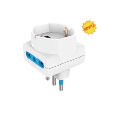 ADATTATORE SP 16A 2P+T 1 PR UNIVERSALE 2 PR BIPASSO 10/16A BIANCO SFUSO