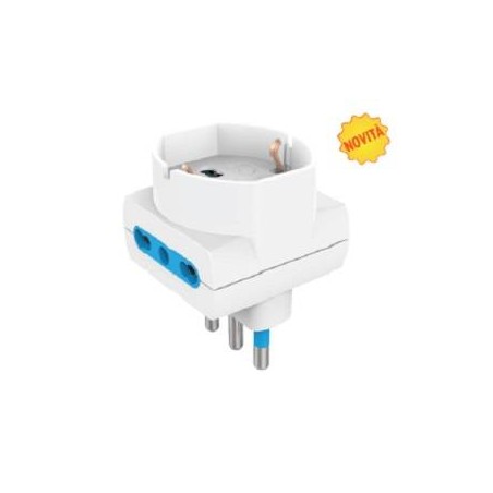 ADATTATORE SP 16A 2P+T 1 PR UNIVERSALE 2 PR BIPASSO 10/16A BIANCO SFUSO