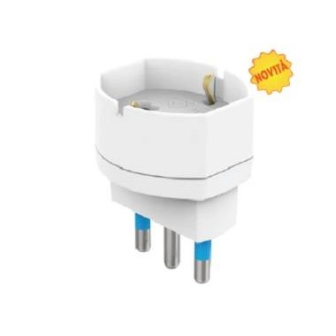ADATTATORE SPINA 16A 2P+T 1 PRESA UNIVERSALE IMQ  BIANCO SFUSO