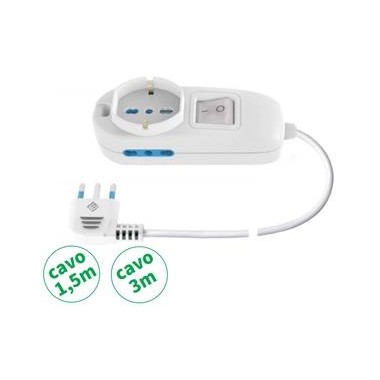 MULTIP. 3 USCITE 1 UNIV 2 BIP10/16A INT SPINA16A CAVO3 mt 3500W IMQ BIANCA