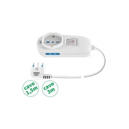 MULTIP. 3 USCITE 1 UNIV 2 BIP10/16A INT SPINA16A CAVO3 mt 3500W IMQ BIANCA
