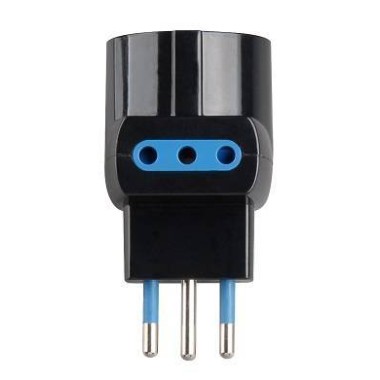 ADATTATORE SPINA 10A 2P+T 1 PR STRD. TEDESCO 2 PR 10A IMQ NERO