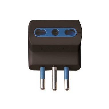 ADATTATORE SPINA 16A 2P+T 3 PRESE BIPASSO 10/16A IMQ NERO