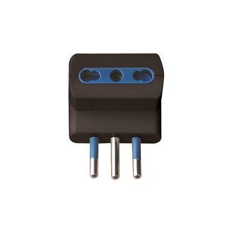 ADATTATORE SPINA 16A 2P+T 3 PRESE BIPASSO 10/16A IMQ NERO