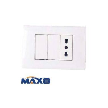 KIT 3 MODULI CON SUPPORTO +PLACCA +PRESA BIP10/16A+2COPRIFORO IMQ BIANCO