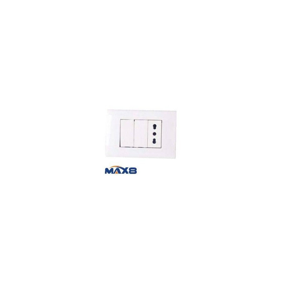 KIT 3 MODULI CON SUPPORTO +PLACCA +PRESA BIP10/16A+2COPRIFORO IMQ BIANCO KIT 3 MODULI CON SUPPORTO +PLACCA +PRESA BIP10/16A+2COPRIFORO IMQ BIANCO