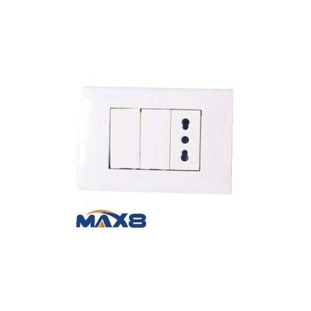 KIT 3 MODULI CON SUPPORTO +PLACCA +PRESA BIP10/16A+2COPRIFORO IMQ BIANCO
