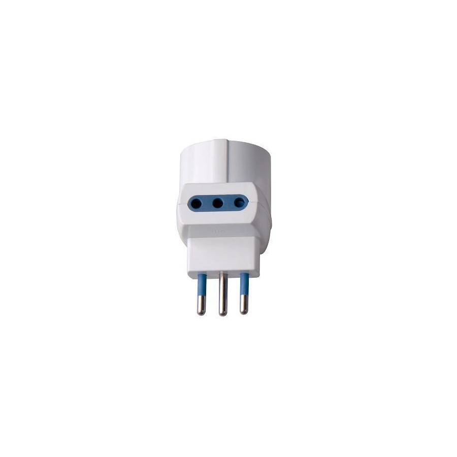 ADATTATORE SPINA 10A 2P+T 1 PR STRD. TEDESCO 2 PR 10A IMQ BIANCO ADATTATORE SPINA 10A 2P+T 1 PR STRD. TEDESCO 2 PR 10A IMQ BIANCO