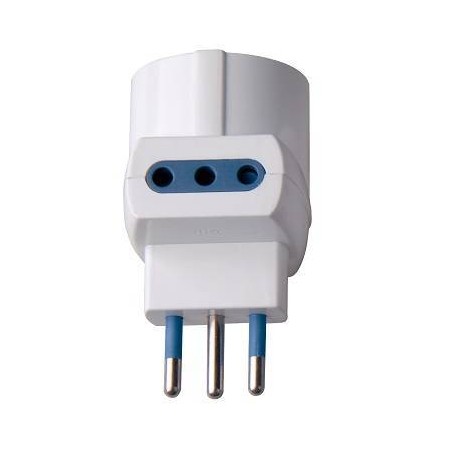 ADATTATORE SPINA 10A 2P+T 1 PR STRD. TEDESCO 2 PR 10A IMQ BIANCO