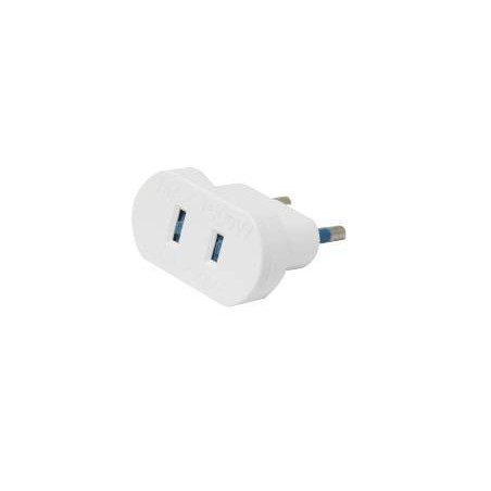 ADATTATORE DA VIAGGIO 1 SP 2P STRD EUROPA 1 PR 2P STRD USA/EUROPA BIANCO