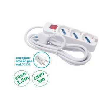 MULTIPRESA 3 USCITE UNIV INTERR SPINA 16A CAVO 3 mt 3500W BIANCA