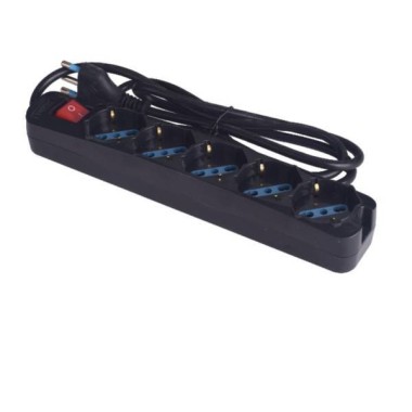 MULTIPRESA 5 USCITE UNIVERSALI INTERR SPINA 16A CAVO 1.5M 3500W NERA