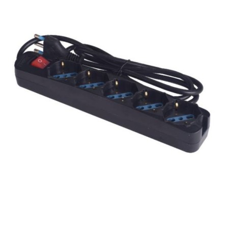 MULTIPRESA 5 USCITE UNIVERSALI INTERR SPINA 16A CAVO 1.5M 3500W NERA
