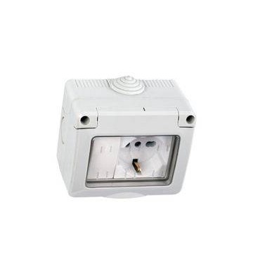 KIT CONT.IP55 STAGNO CON SPORTELLO PER ESTERNO/INT.+PRESA 2P+T-INTERR