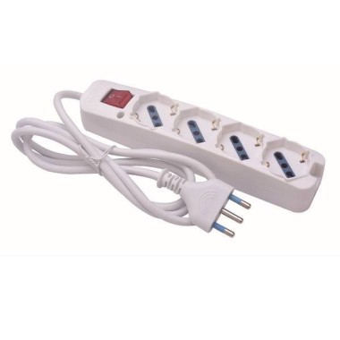 MULTIPRESA 4 USCITE UNIV INTERR SPINA 16A CAVO 1.5M 3500W BIANCA