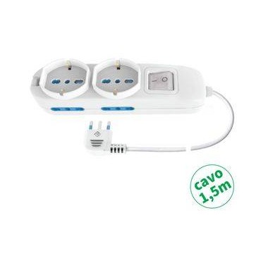 MULTIP 6 USCITE 2 UNIV 4 BIP 10/16A INT SPINA16A CAVO1.5M 3500W IMQ NERA