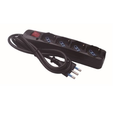 MULTIPRESA 4 USCITE UNIVERSALI INTERR SPINA 16A CAVO 1.5M 3500W NERA