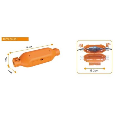 SCATOLA DI PROTEZIONE STAGNA PER SPINA E PRESA VOLANTE IP44 ARANCIONE