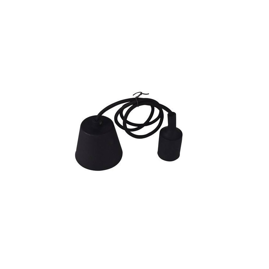 PENDEL CON PORTALAMPADA E27 IN SILICONE E CAVO 2X0,75MMQ L.1MT, NERO PENDEL CON PORTALAMPADA E27 IN SILICONE E CAVO 2X0,75MMQ L.1MT, NERO