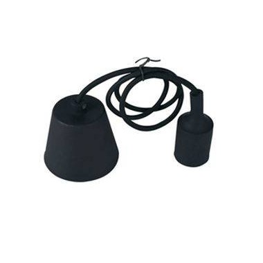 PENDEL CON PORTALAMPADA E27 IN SILICONE E CAVO 2X0,75MMQ L.1MT, NERO