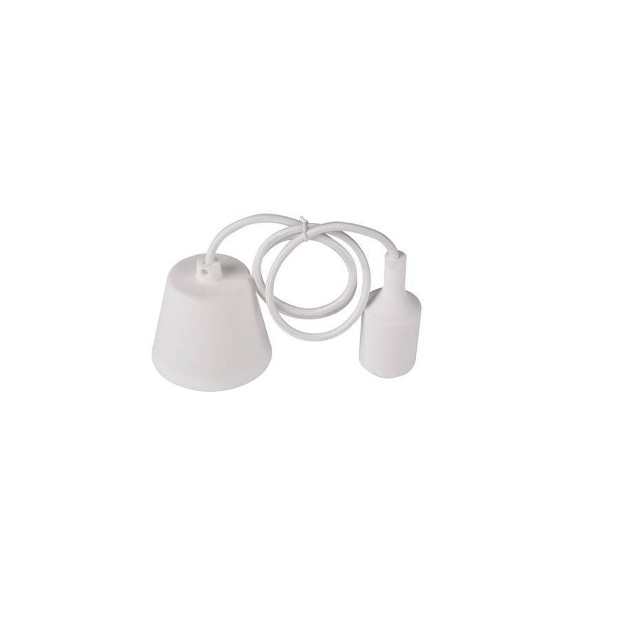 PENDEL CON PORTALAMPADA E27 IN SILICONE E CAVO 2X0,75MMQ L.1MT, BIANCO PENDEL CON PORTALAMPADA E27 IN SILICONE E CAVO 2X0,75MMQ L.1MT, BIANCO