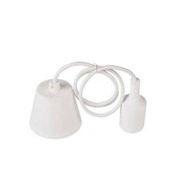 PENDEL CON PORTALAMPADA E27 IN SILICONE E CAVO 2X0,75MMQ L.1MT, BIANCO