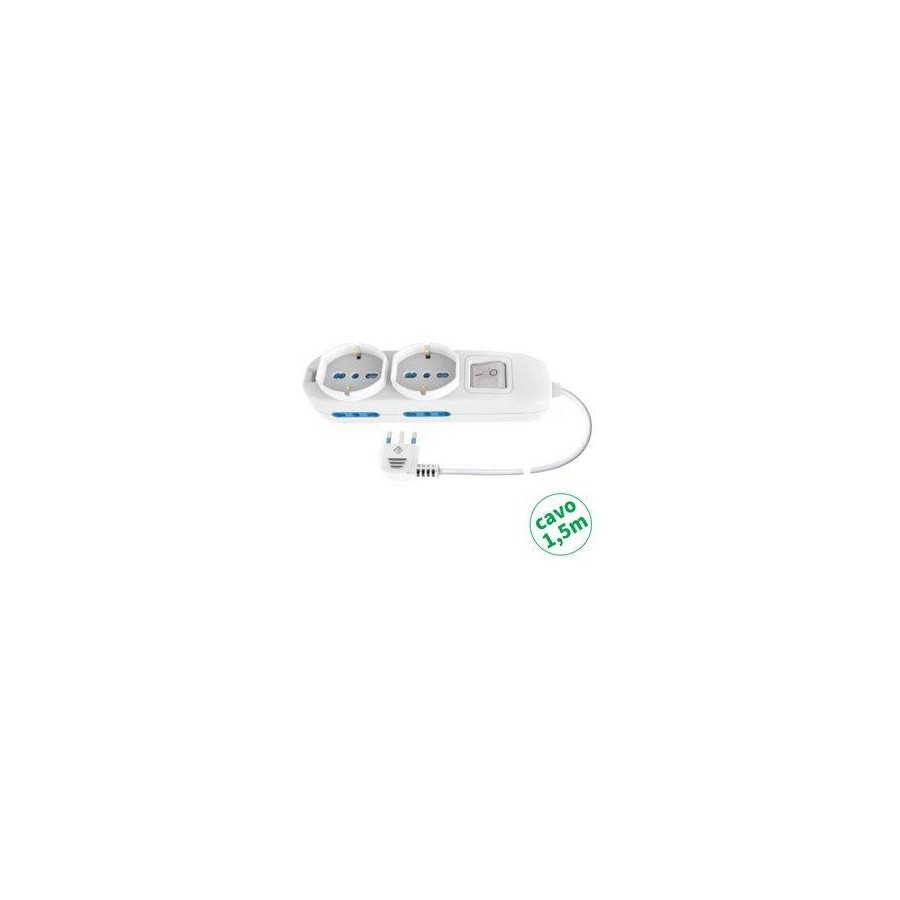 MULTIP 6 USCITE 2 UNIV 4 BIP 10/16A INT SPINA16A CAVO1.5M 3500W IMQ NERA