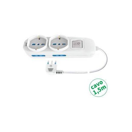 MULTIP 6 USCITE 2 UNIV 4 BIP 10/16A INT SPINA16A CAVO1.5M 3500W IMQ NERA
