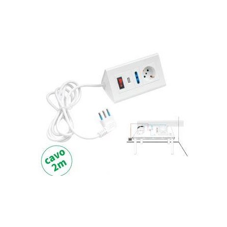 Multipresa da Tavolo Pr Univ 10/ 16A Sch+Bip 1 Pr10/16A Bip 1 USB 2.1A