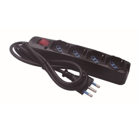 MULTIPRESA 4 USCITE UNIVERSALI INTERR SPINA 16A CAVO 1.5M 3500W NERA
