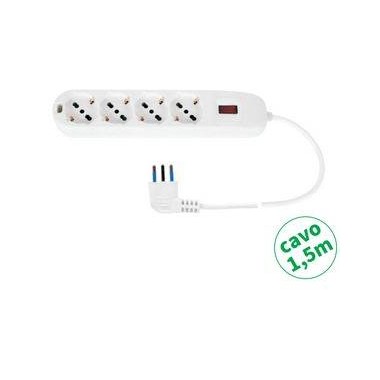 MULTIPRESA 4 USCITE UNIV PROT SOVRAC SPINA 10A CAVO 1.5M 2500W BIANCA