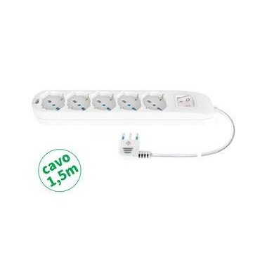 MULTIP 5 USCITE UNIVERSALI INTERR SPINA16A CAVO 1.5M 3500W IMQ BIANCA
