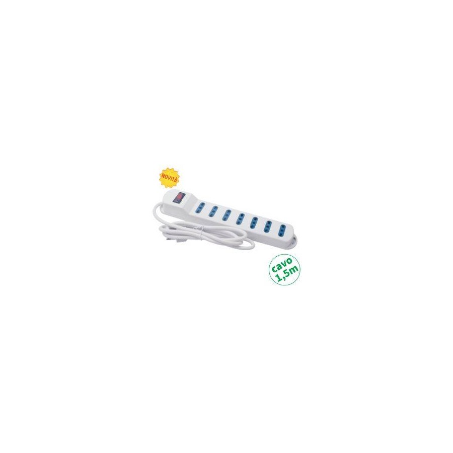 Multipr.7 bipasso spina 10A,cavo 3G*0.75mm, L.1.5m, PROTEZIONE SOVRAC. Multipr.7 bipasso spina 10A,cavo 3G*0.75mm, L.1.5m, PROTEZIONE SOVRAC.