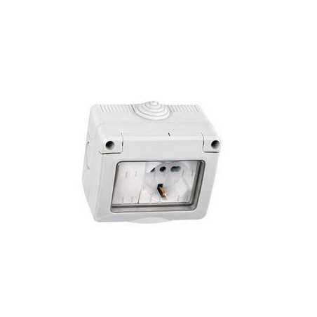 KIT CONT.IP55 STAGNO CON SPORTELLO PER ESTERNO/INT.+PRESA 2P+T-INTERR
