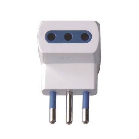 ADATTATORE SPINA 10A 2P+T 3 PRESE 10A 2P+T IMQ BIANCO