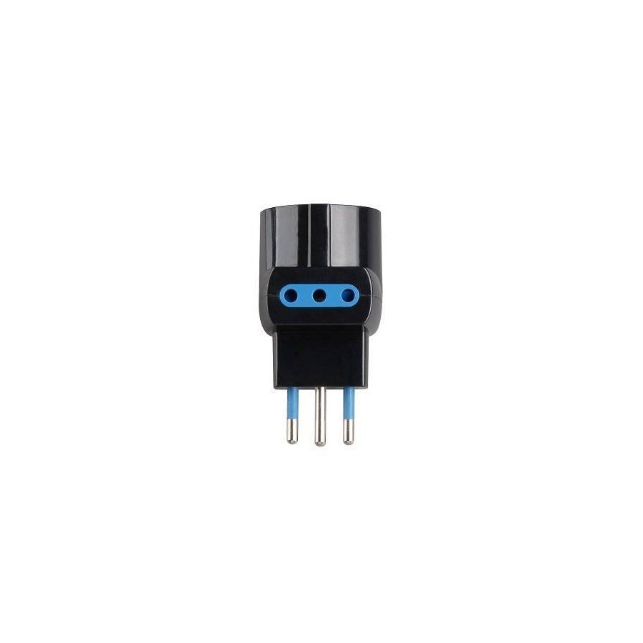 ADATTATORE SPINA 10A 2P+T 1 PR STRD. TEDESCO 2 PR 10A IMQ NERO ADATTATORE SPINA 10A 2P+T 1 PR STRD. TEDESCO 2 PR 10A IMQ NERO