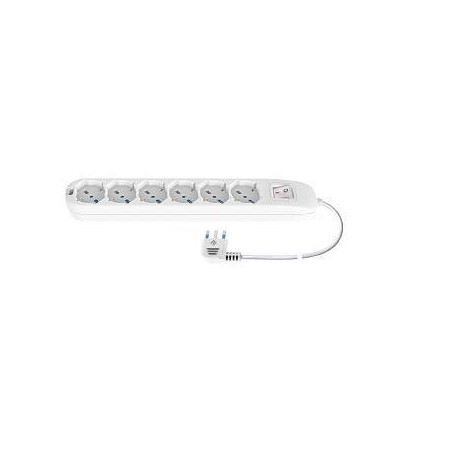 MULTIP 6 USCITE UNIVERSALI INTERR SPINA16A CAVO 1.5M 3500W IMQ BIANCA